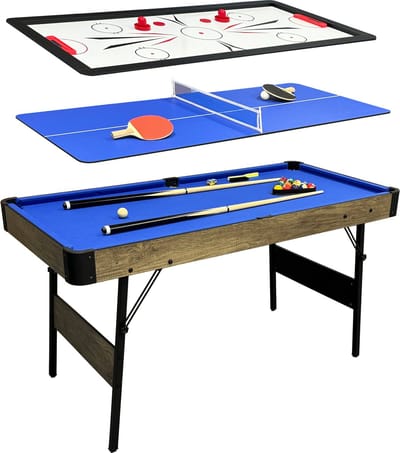 Cougar 3-in-1 Multi Speeltafel Eiken – Pooltafel, Push Hockey, Tafeltennis – Inclusief accessoires