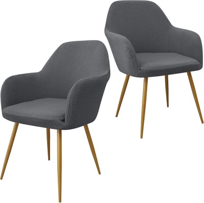 Daity Eetkamerstoelhoezen - decoratieve stoelhoezen - moderne stoelhoezen met gebogen rugleuning - decoratieve fauteuilhoezen - fauteuilhoezen met gebogen rugleuning voor woonkamers (set van 2 - grijs)