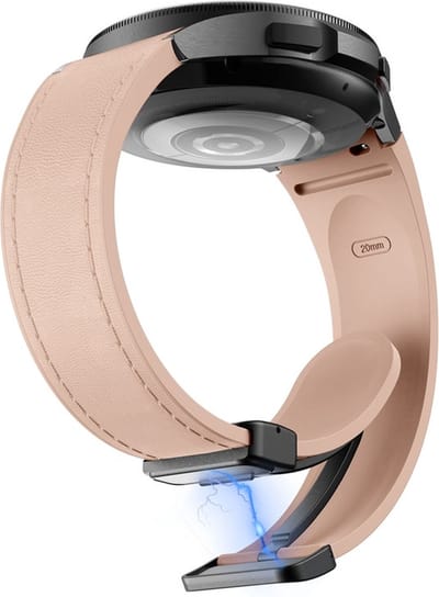 Hybride siliconen-leren bandje - geschikt voor Samsung Galaxy Watch 7 / Watch 6 / Watch 6 Classic / Watch 5 / Watch 5 Pro / Watch 4 / Watch 4 Classic / Watch FE - zacht roze