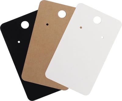 Oorbellen Display Kaarten (150 Pak) – L8,9 x B5 cm – Zwart, Wit & Bruin Hobby Papieren Kaarten Kraft – Blank DIY Kaart Houder voor Sieraden Ketting, Oorbellen & Oor Knopjes
