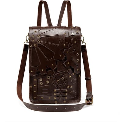 Dames Rugzak, Steampunk Retro Tandwiel Ontwerp, PU Leer, Europese en Amerikaanse Stijl Student Schooltas voor Meisjes black