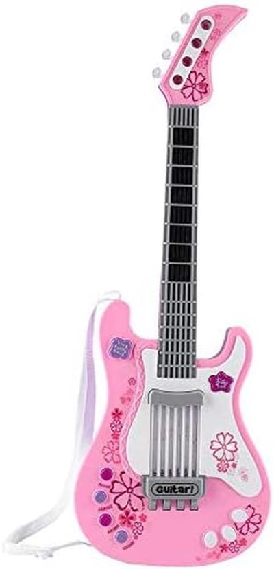 Gitaar Speelgoed - Muziek Instrument - Kinderen Leren Muziek - 4 Spelmodi - 57 x 4.5 x 20 cm - Roze
