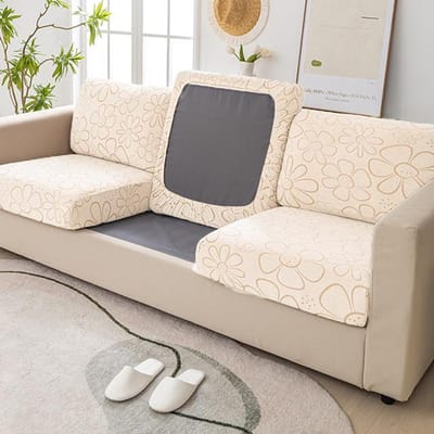 Housse de Coussin de Canapé Élastique Fleur Solaire Protecteur de Salon Épaissir Housse de Canapé Housse de Canapé Coussin de Siège Lavable Amovible Back Cushion Cover beige