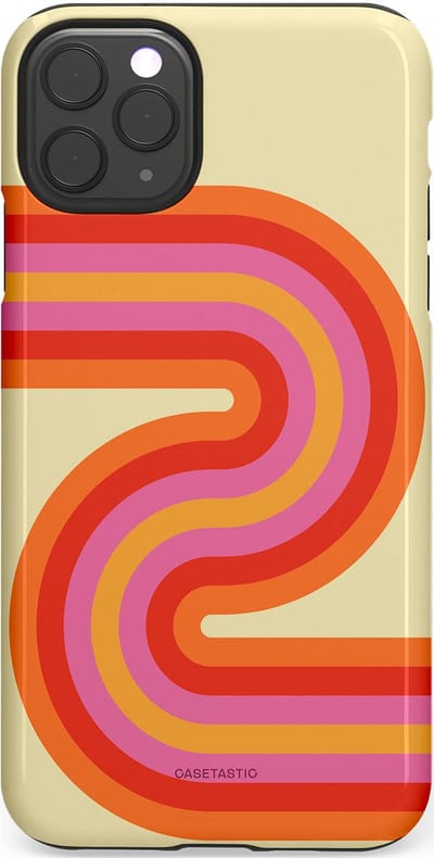 Casetastic hoesje geschikt voor Apple iPhone 11 Pro Max - Dubbellaagse bescherming - Retro wave - Fashion Case - Zand Rood Oranje Roze