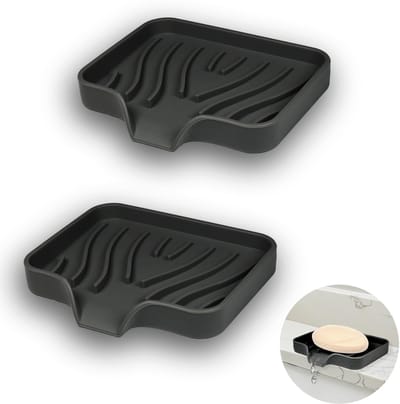 2x Silicone Zeepbak met Afvoer – Duurzaam, Hygienisch & Slipbestendig – Voor Badkamer, Douche en Keuken