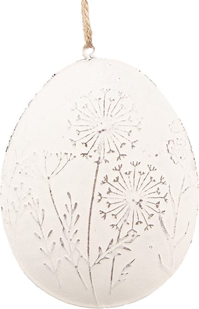 Clayre & Eef Paashanger Ei 8 cm Wit Metaal