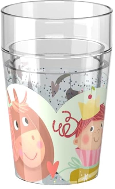 Haba glitterbeker prinses & paard - kinderbeker met glitters en prinsessenmotief.