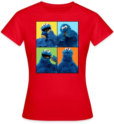 Sesamstraat Koekiemonster Kunst T-Shirt Dames