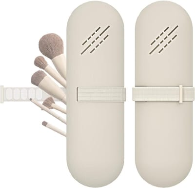 Trendy en Draagbare Organizer voor Make-upkwasten - Silicone Make-upkwasten Houder en Opbergtas voor Reizen - Perfect voor Cosmetica en Schoonheid