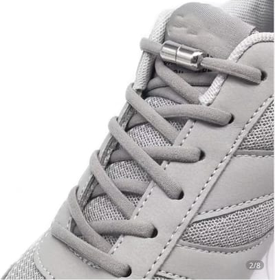 Lacetty - Elastische veters - Met metalen draaisluiting - Plat - 100 cm - Grijs - Lock veters - Sneaker veter - Lock laces
