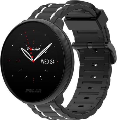 Strap-it Siliconen sport gesp bandje - geschikt voor Polar Ignite / Ignite 2 / Ignite 3 / Unite / Pacer - zwart/wit