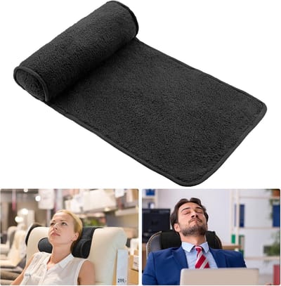 Thijox - Neksteunkussen voor Fauteuil, Antislip Fleece, Verstelbare Nekrol, Ondersteuning voor Hoofdsteun, Reis- en Thuisgebruik, Zwart