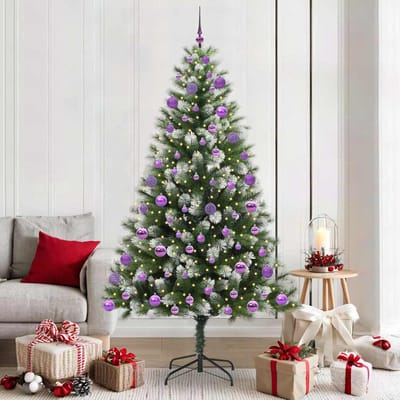 vidaXL - Kunstmatige - Scharnierende - Kerstboom - met - Gevlokte - Sneeuw - Warmwit