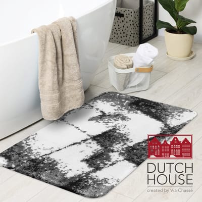 Dutch House Badmat Cannes - Badmat 60x90cm - Zwart - Antislip - Badmatten - Anti Slip Douchemat - Badkamer Mat - Snel Absorberend - Snel Drogende Badmat