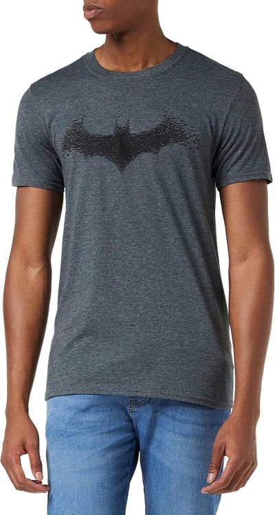 Heren T-shirt met Iconisch Bat Logo - Donkergrijs DC Comics Superhelden Shirt