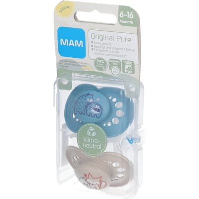 MAM Original Pure Siliconen Fopspeen Blauw - Ecru 6-16 Maanden 2 Speen