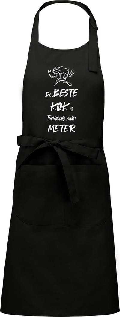 Mijncadeautje - Schort - De beste kok is toevallig mijn - METER - Mooie - grappige - leuke Keukenschort - Zwart