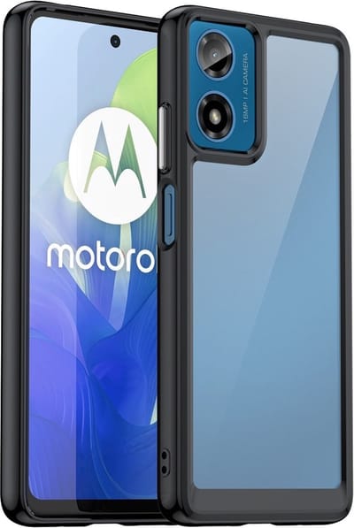 Coverup Hoesje - Geschikt voor Motorola Moto G04(s) / G24 (Power) / E14 Hoesje - Coverup Transparant ShockProof TPU Back Cover - Zwart