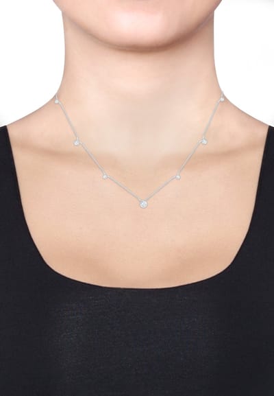 Elli - Halsketting - Dames solitaire basis met kristallen in 925 sterling zilver - Dames