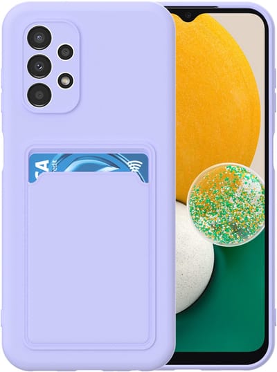 Silicone hoesje met pasjeshouder Geschikt voor Samsung A73 5G - Telefoonhoesje - TPU - Lila