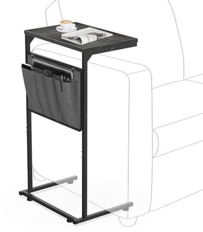 Kleine C-vormige Bijzettafel met Opbergtas - Ruimtebesparende Sofa Tafel voor Woonkamer en Slaapkamer