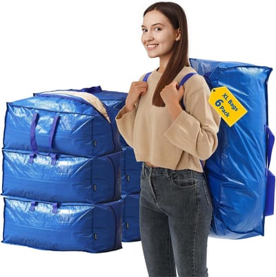 Verhuiszakken Set - Opbergtassen Herbruikbaar - Opslag en Transport - Extra Grote Capaciteit - 6 Stuks - Blauw
