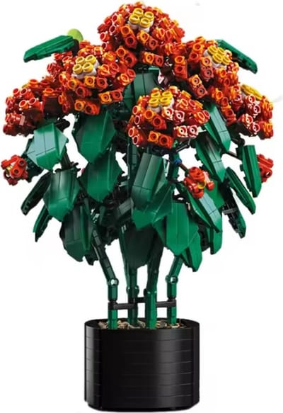 bricksNblocks® bouwblokjes Lantana Camara bloemenset met pot | compatible met standaard bouwblokjes | 1614 bouwblokjes | bloemen bouwpakket | botanical bloemenpracht | modelbouw volwassenen & kinderen | bloemen bouquet | kunstbloemen bouwstenen