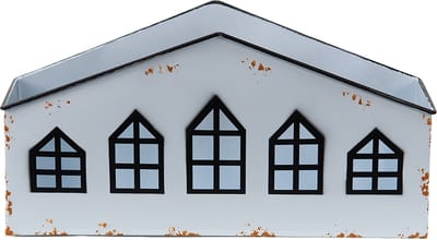 Clayre & Eef Theelichthouder Huis 36x12x18 cm Wit Metaal