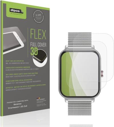 dipos FLEX – 2x Matte Screenprotector geschikt voor Betatree Smartwatch 1.85 Inch | Volledige Schermbescherming | Case-Friendly