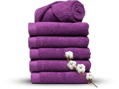 Miss Towels 50x100 Handdoeken Set 6st. - 5 sterren Hotelkwaliteit - Badtextiel - Luxe Badhanddoeken - Zachte Badlakens - Paars - Made in Portugal