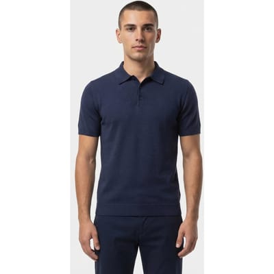 No Excess Pullover Short Sleeve Polo Button Solid Deep Blue Größe: XXL | Poloshirts Outlet | Herren | Blau