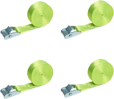 Spanbanden Set - Bevestigingsriemen - Lading Zekeren - Eendelige Klemsluiting - 4 Meter Lengte - Geel