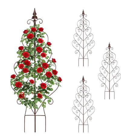 Plantenklimrek - set van 4- 100 x 40 cm - metaal - bruin