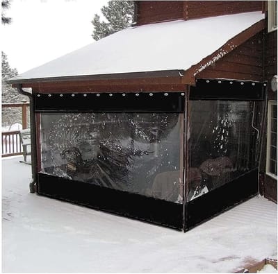 Afdekzeil PVC - Buitengordijn Terras - Terras Beschermen - Dubbelzijdig Waterdicht - 4x2.1m - Transparant Zwart
