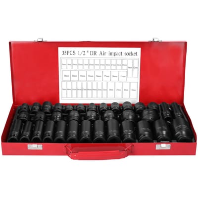 35 STKS 12,5 mm Luchtslagmoersleutel Set 1/2 inch Aandrijving Chroom Vanadium Staal Pneumatische Dop Set Auto veelkleurig