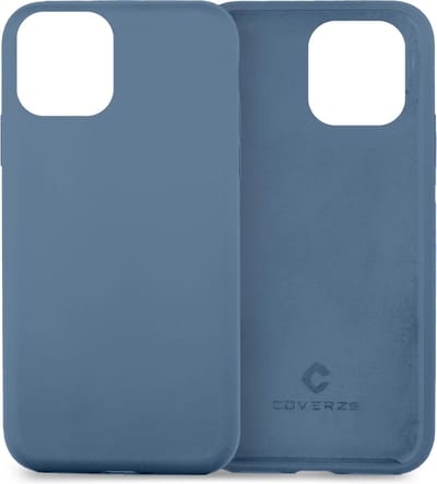 Coverzs Luxe Liquid Silicone case geschikt voor Apple iPhone 12 / 12 Pro - beschermhoes - siliconen backcover - optimale bescherming - lichtblauw + glazen Screen Protector