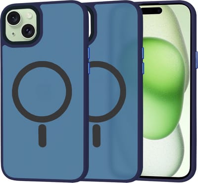 Techsuit HaloFrost Semi-Transparante Back Cover hoesje met MagSafe voor Apple iPhone 15 Plus - Mat Blauw