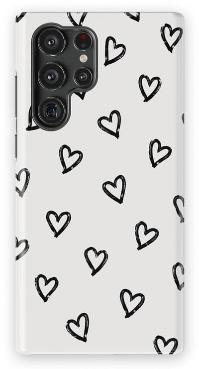 Tough Hoesje met Hartjes Samsung Galaxy S22 Ultra | Little Love Tough Case Geschikt voor Mag | Hartjes Print Backcover Samsung Galaxy S22 Ultra Mono Hearts