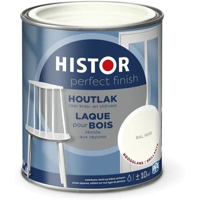 Histor Perfect Finish Houtlak Hoogglans - Krasvast & Slijtvast - Dekkend - 0.25L - RAL 9010 - Wit