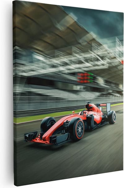 Artaza Canvas Schilderij Racewagen - 40x50 cm - Wanddecoratie Formule 1 - Muurdecoratie Mancave - Schilderijen Op Canvas