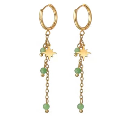 Oorbellen - oorringen-Groen- Brise goudkleur RVS- Charme Bijoux