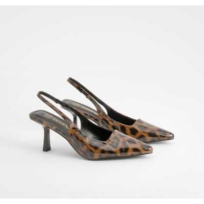 boohoo Dames Leopard Low Stiletto Slingback Courtschoen | Luipaardprint | Maat: 40