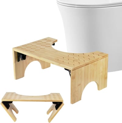 Toiletkruk Hout - Voetenbankje Ontlasten - Gezonde Stoelgang - Inklapbaar Ontwerp - Tot 120 kg - Natuurlijk Hout