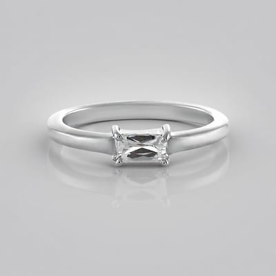 Cavill - Zilveren ring 925 Sterling Zilver geplatineerd - Achthoekige Cambodjaanse zirkoon 0,382 ct - Moderne elegante ring maat 18-20
