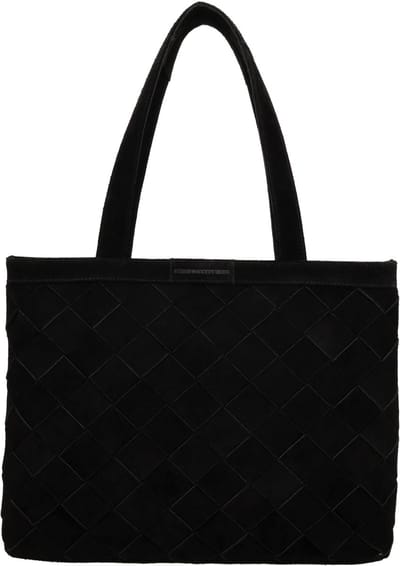 Hide & Stitches Acadia Laptoptas - 15,6 inch - Suède - Geweven Voorzijde - Werk Tas - Dames Tas - School - Leren Dames Tas - Zwart
