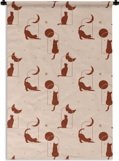 Wandkleed - Wanddoek - Kat - Sterren - Patronen - 120x180 cm - Wandtapijt
