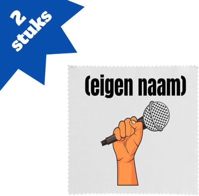 Akyol - microfoon met hand met eigen naam brillendoekjes - Microfoon - muziek liefhebbers - iemand die houdt van muziek - verjaardag - cadeau - kado - 17,8 bij 17,8 cm - 2 stuks