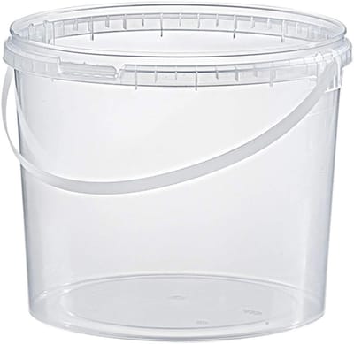 Kunststof emmer - Opbergbak - Huishoudelijk gebruik - Met passend deksel - 55 liter - Transparant