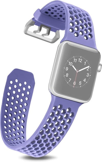 By Qubix - Geschikt voor Apple Watch bandje - Bandje met gaatjes - Lavendel - Geschikt voor Apple Watch 44mm / 45mm / 46mm / 49mm (Ultra 1,2 en 3) - Smartwatch bandje