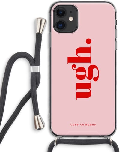 Case Company® - Hoesje met koord geschikt voor iPhone 11 hoesje met Koord - Ugh - Telefoonhoesje met Zwart Koord - Bescherming aan alle Kanten en Over de Schermrand